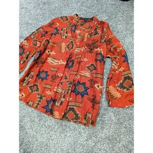 Lauren Ralph Lauren Red Aztec Western Navajo Shirt Large 1X Cool Piece